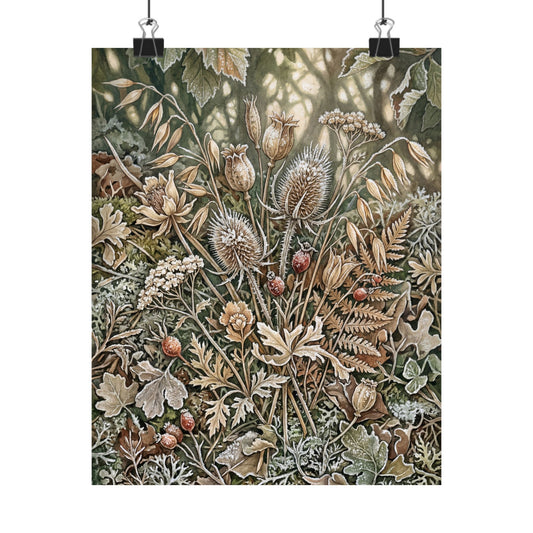 Rustic Dried Flowers Wall Art Print - Forest Whimsy Cottagecore Art Print