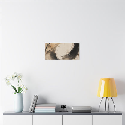 Japandi Ink Brushstroke in Golden Hour | Watercolor Canvas Art