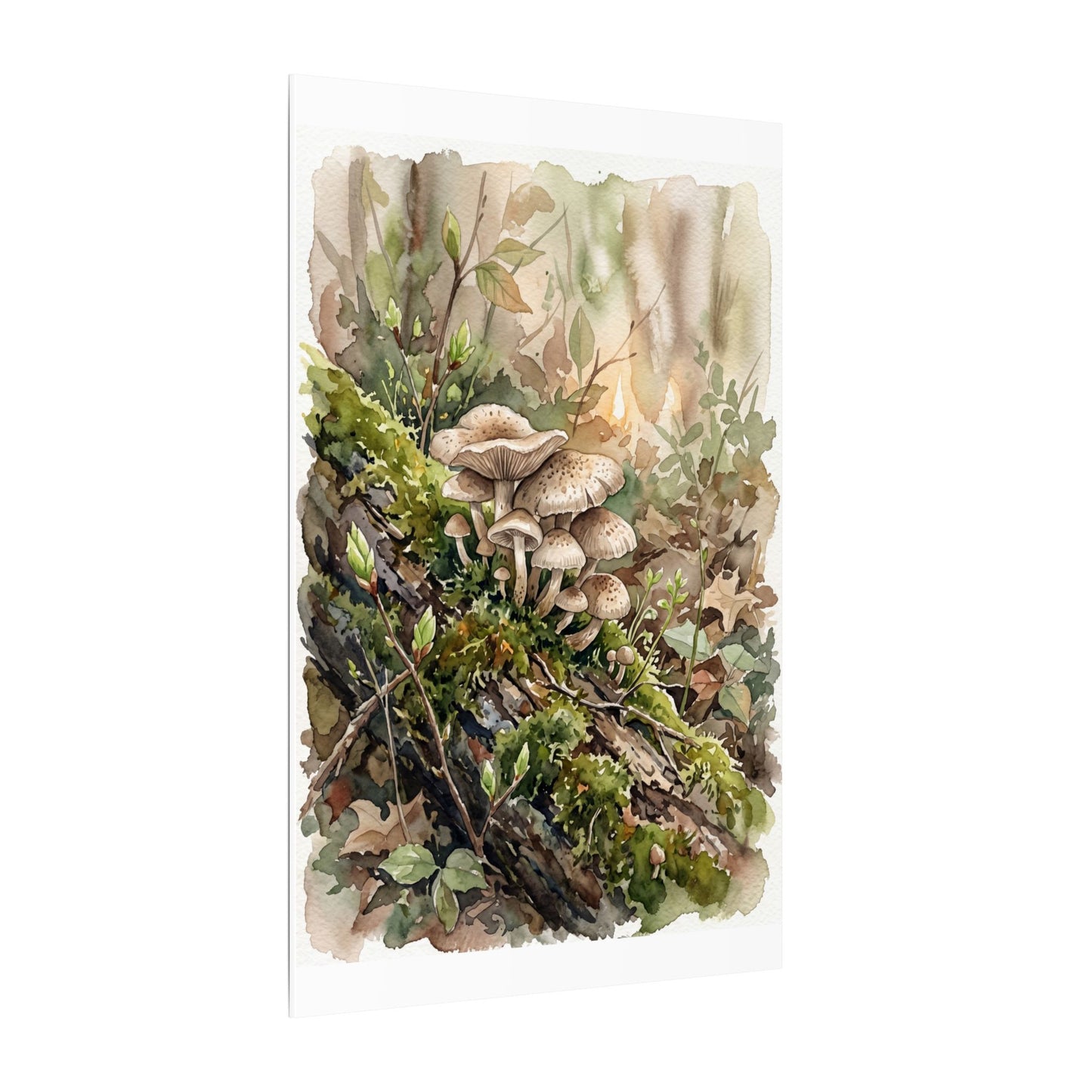 Wild Mushrooms Canvas Art | Spring Japandi Watercolor Art