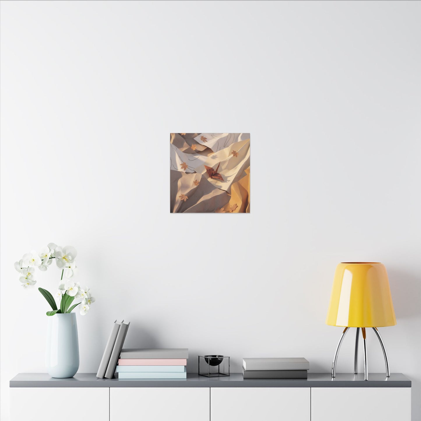 Autumn Paper Fold Minimal Line Canvas Art | Cozy Decor