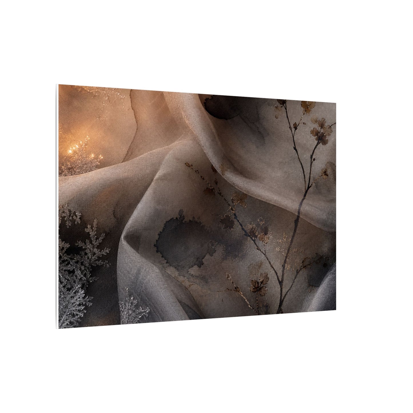 Japandi Silk Drape in Candlelight | Watercolor Canvas Art