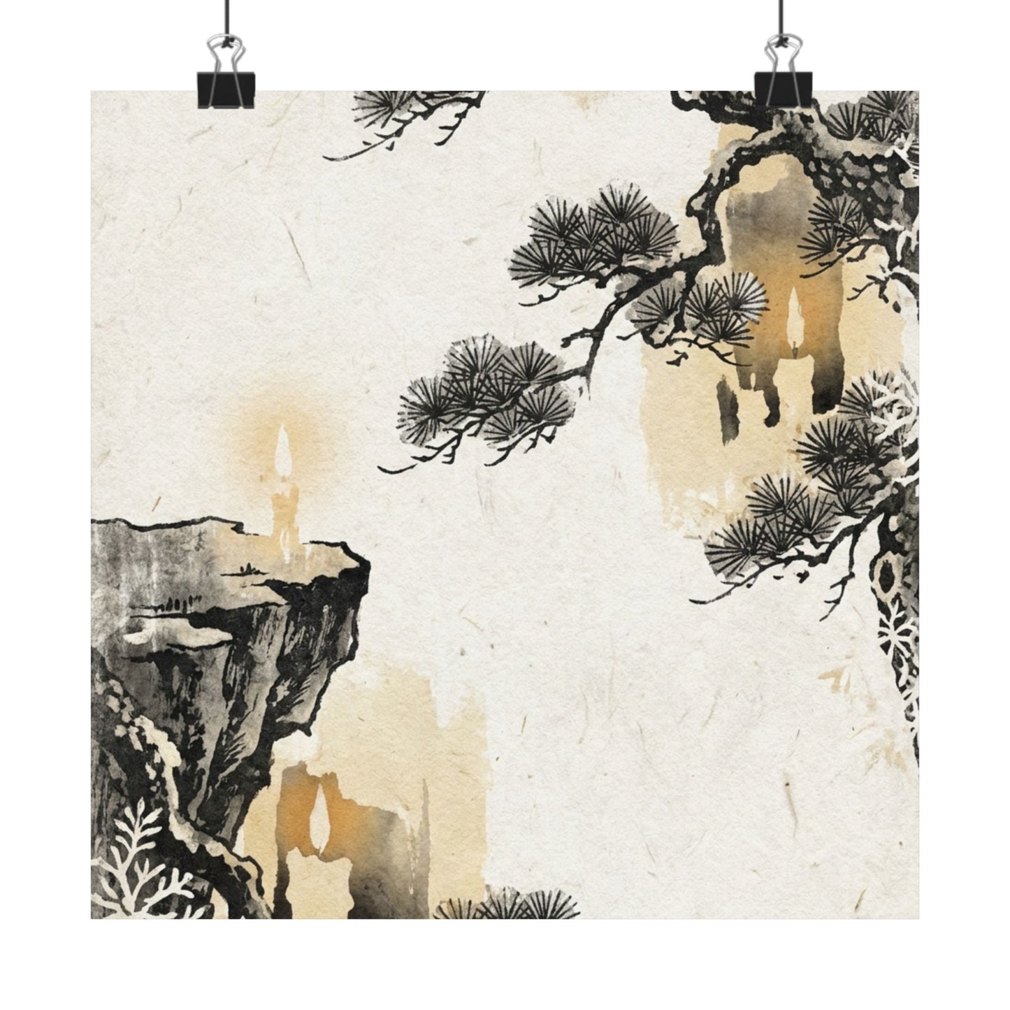Ma Pine Tree Wall Art Print - Japandi Japanese Pattern