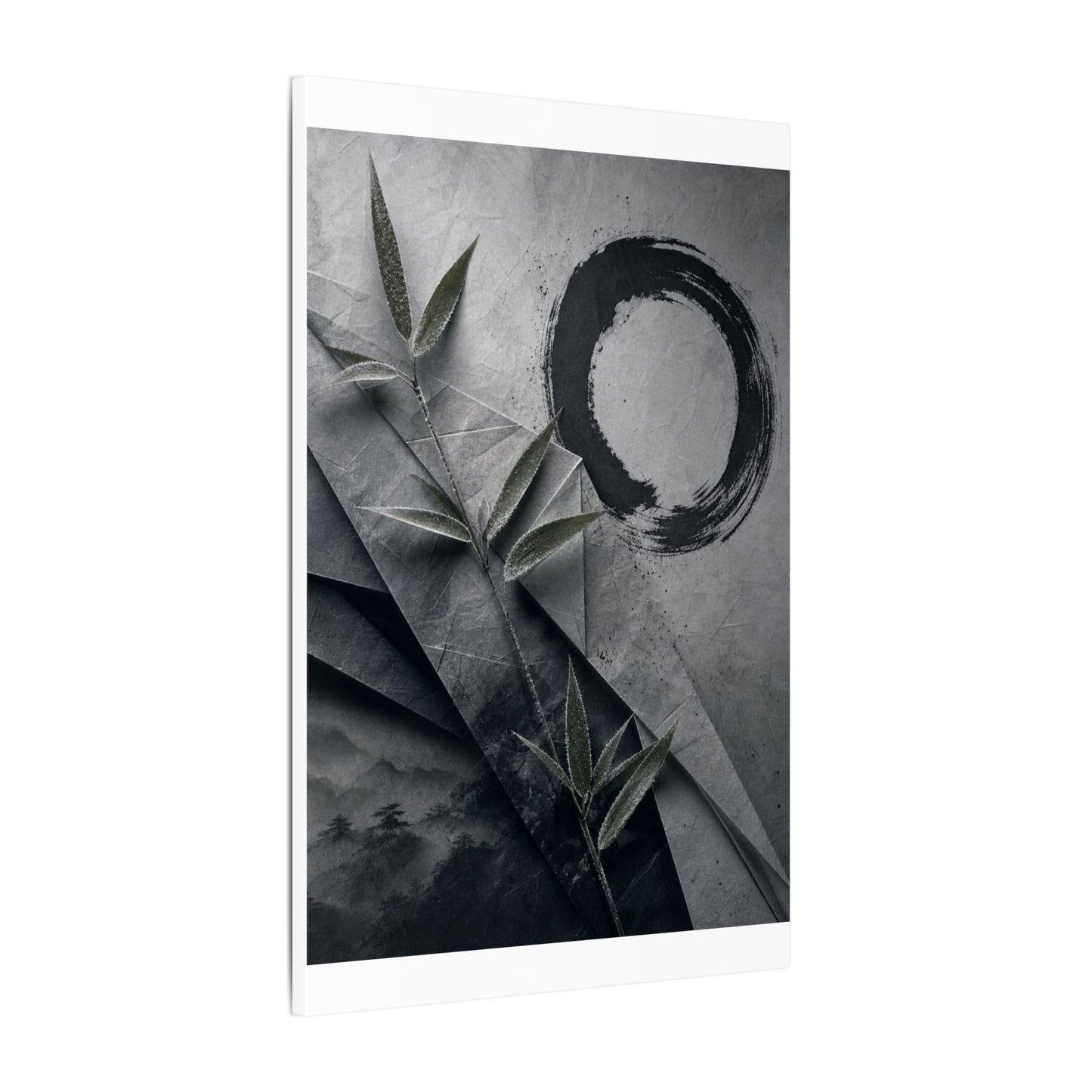 Winter Paper Fold Enso Canvas Art | Serene Decor