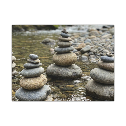 Zen River Stones in Dawn | Karesansui Canvas Art