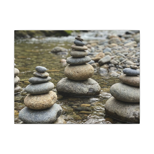 Zen River Stones in Dawn | Karesansui Canvas Art