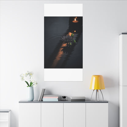 Seijaku Lotus Flower Canvas Art - Dark Japandi Shadow Zen