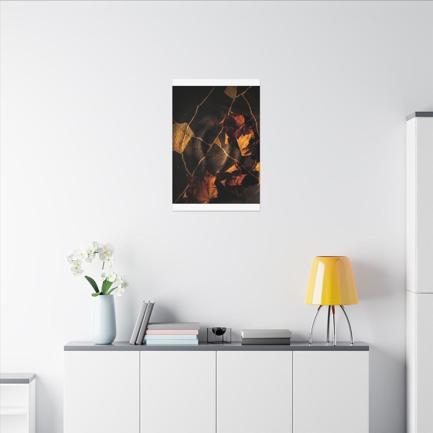 Resilient Shadow Play Canvas Art - Crackle Gold Kintsugi