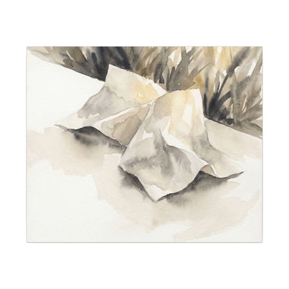 Paper Fold Watercolor Canvas Art | Warm Japandi Art