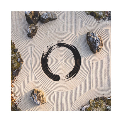 Rock Garden Canvas Art | Winter Zen Enso Art