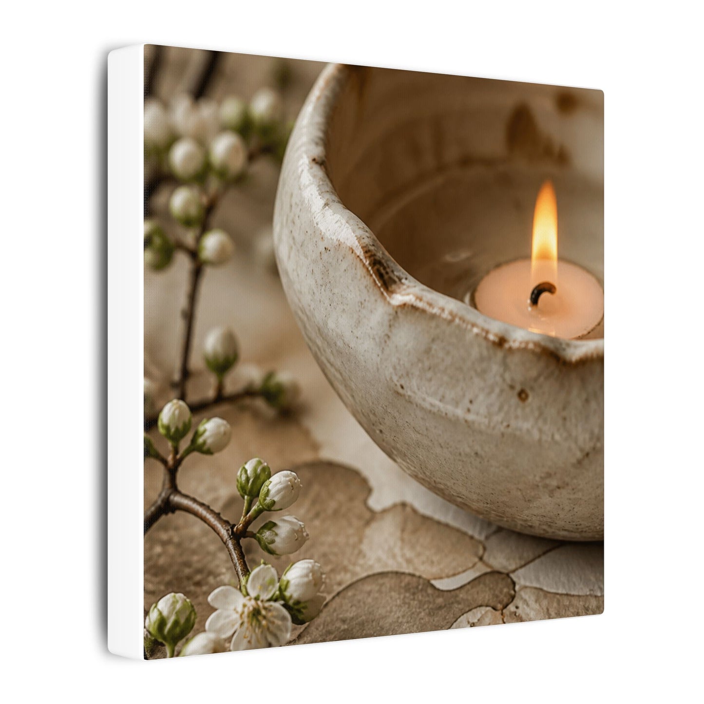 Kanso Ceramic Bowl Canvas Art - Japandi Watercolor