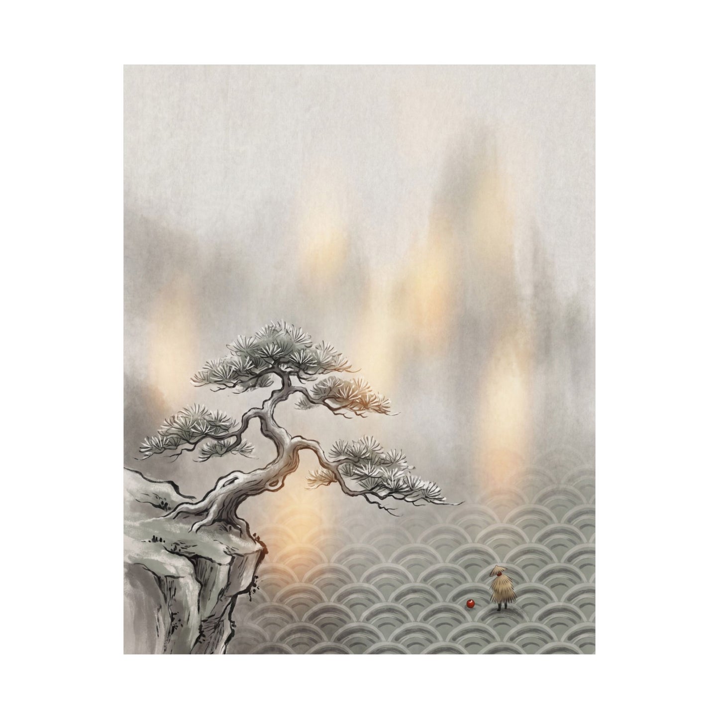 Datsuzoku Pine Tree Wall Art Print - Japandi Japanese Pattern