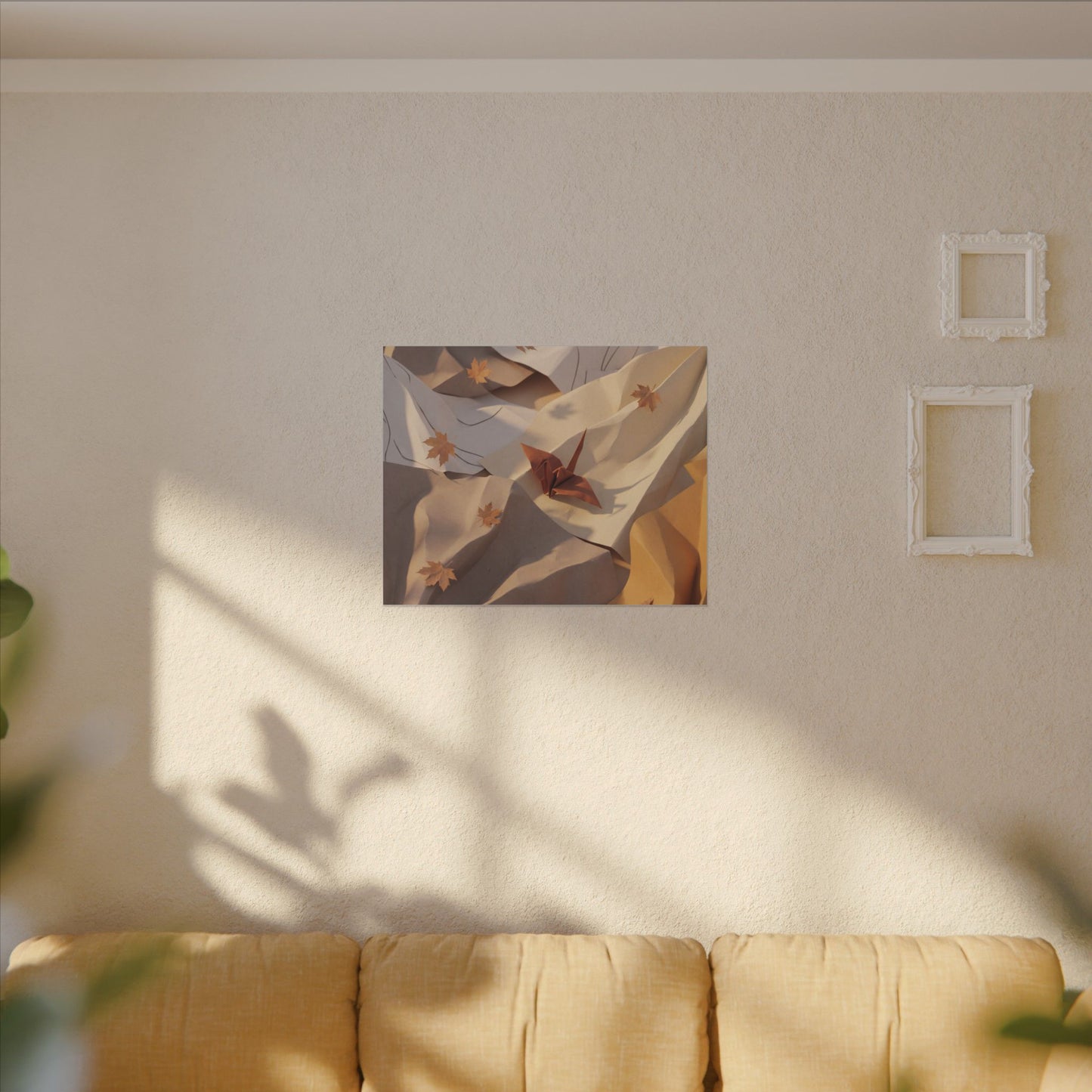 Autumn Paper Fold Minimal Line Canvas Art | Cozy Decor