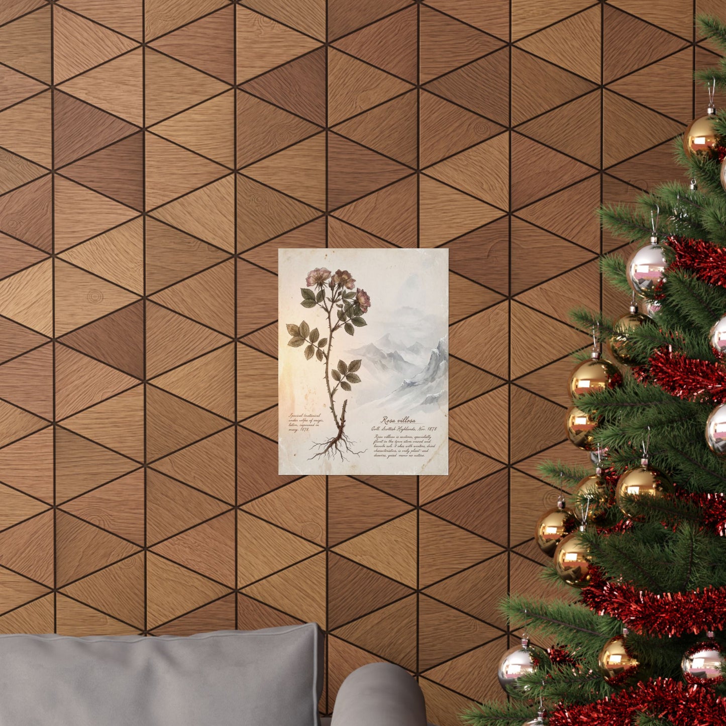 Winter Mountain Mist Herbarium Wall Art Print | Rustic Decor
