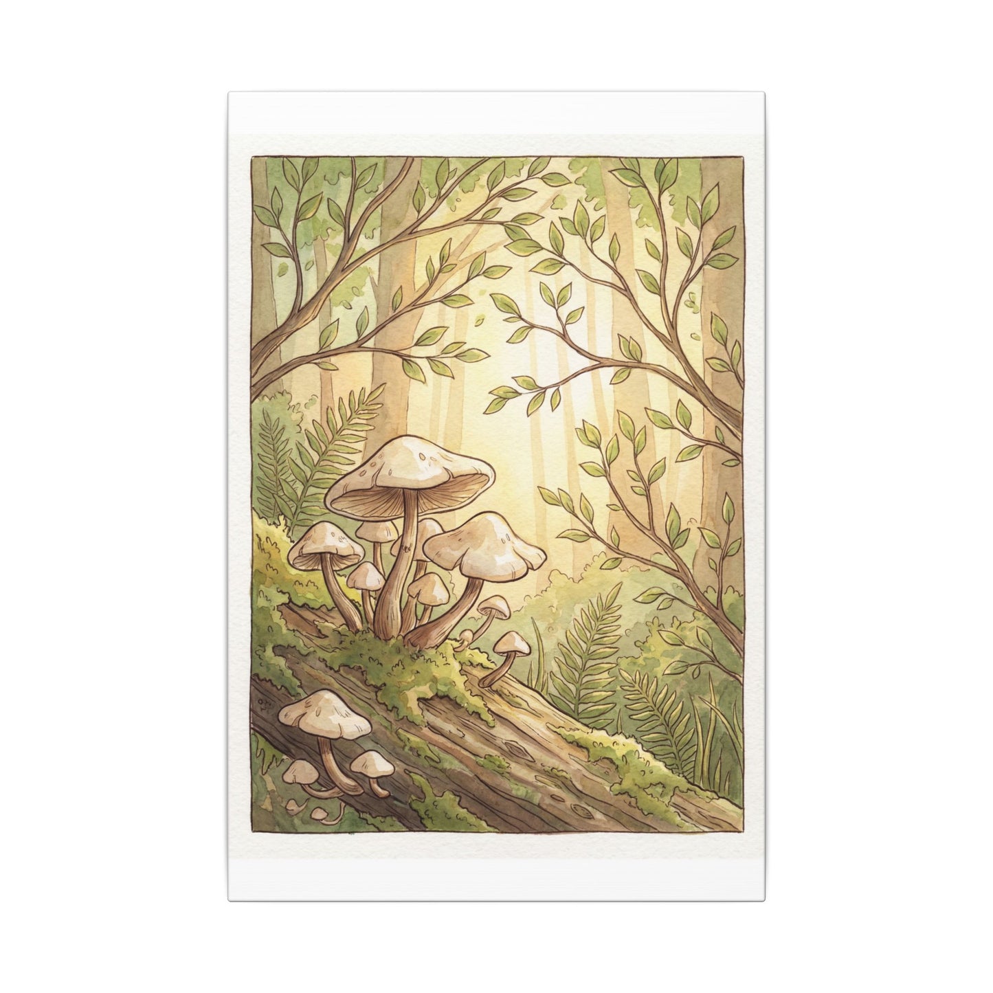 Spring Wild Mushrooms Mushroom Illustration Canvas Art | Cozy Decor
