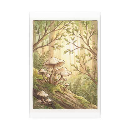 Spring Wild Mushrooms Mushroom Illustration Canvas Art | Cozy Decor