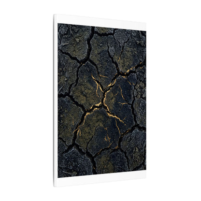Overcast Cracked Earth Canvas Art - Dark Japandi Ma