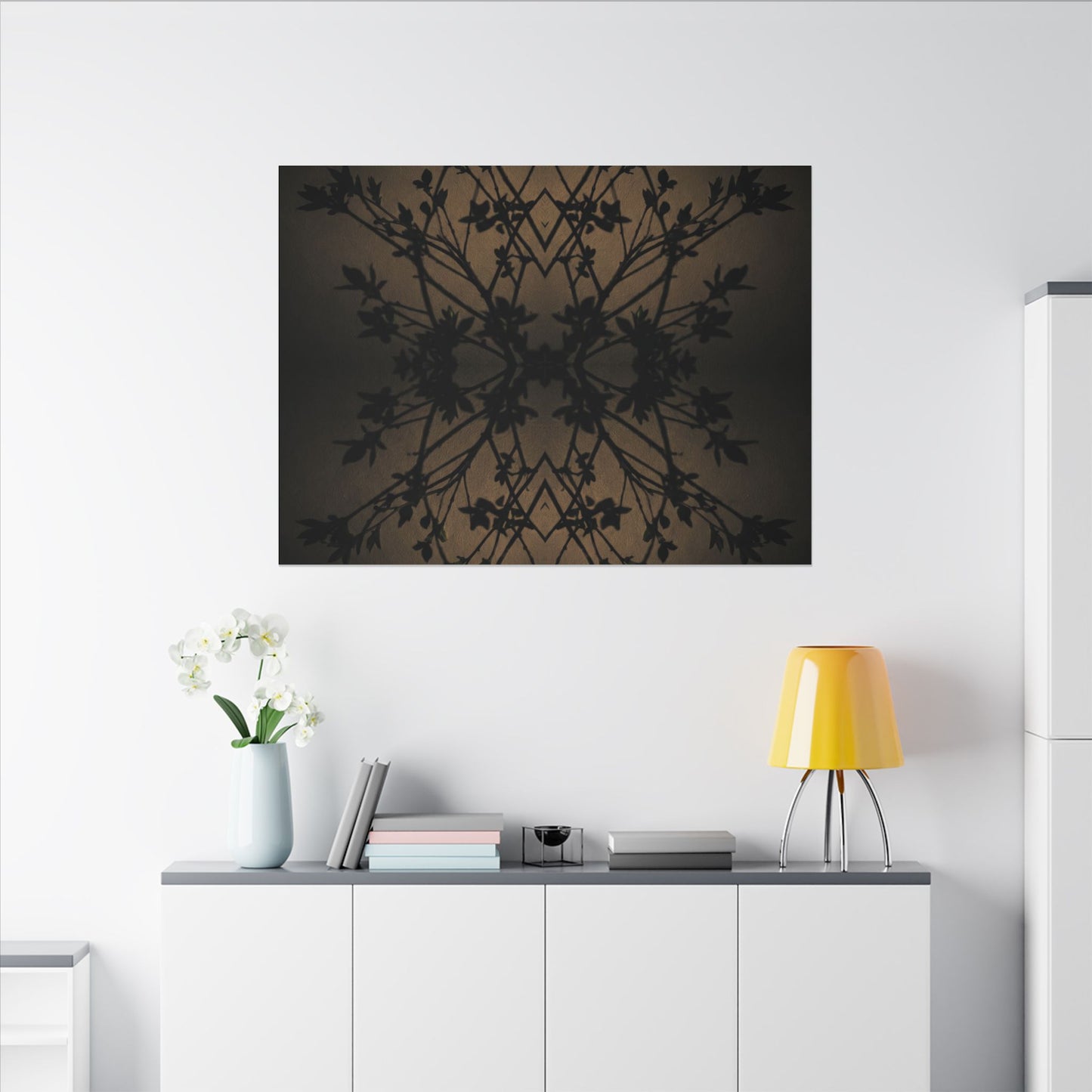 Golden Hour Shadow Play Canvas Art - Dark Japandi Seijaku