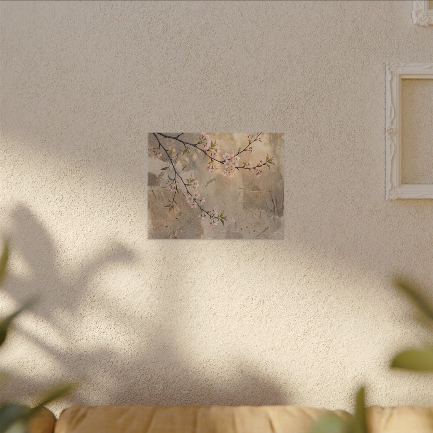 Summer Cherry Blossom Texture Canvas Art | Neutral Decor