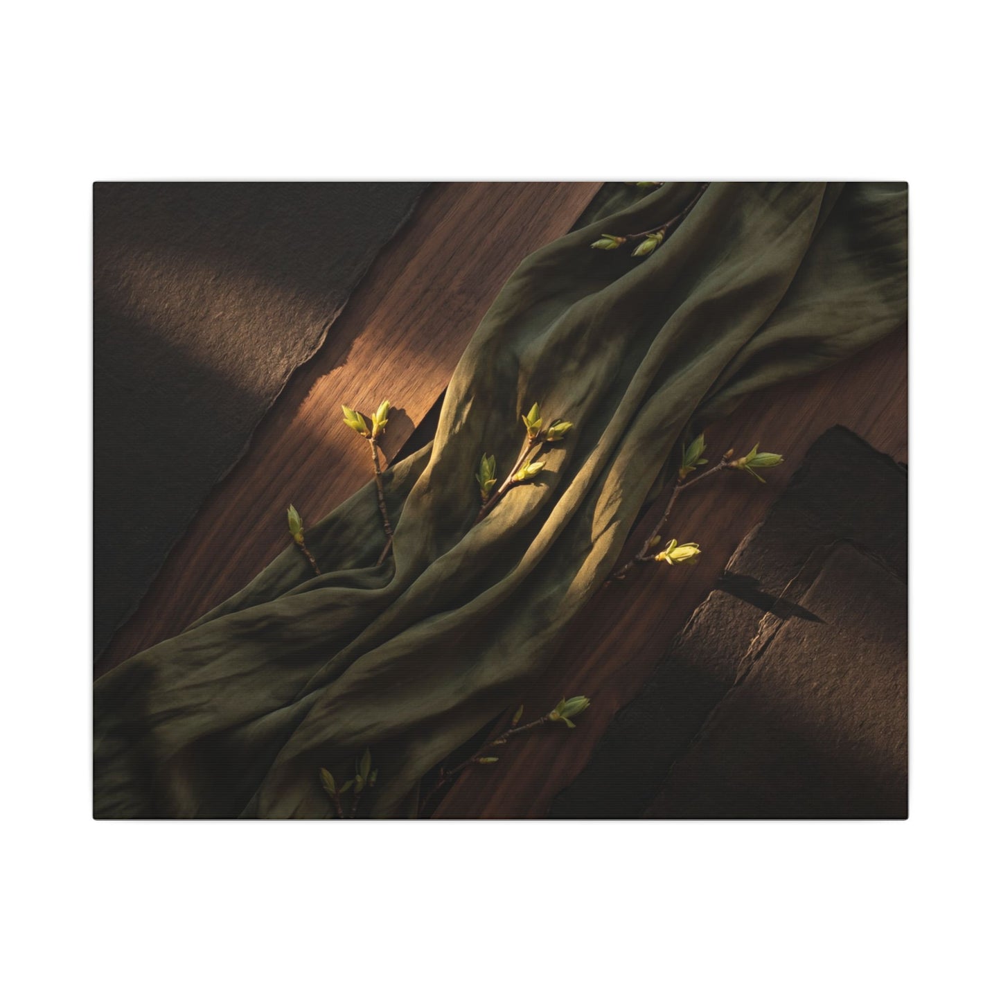 Silk Drape Canvas Art | Spring Dark Japandi Dark Texture Art Art Print