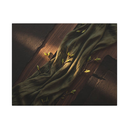 Silk Drape Canvas Art | Spring Dark Japandi Dark Texture Art Art Print