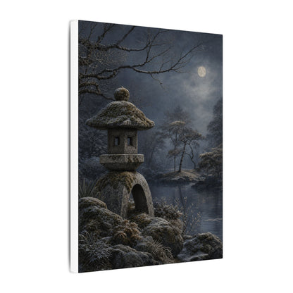 Stone Lantern Canvas Art | Winter Japandi Japanese Pattern Art