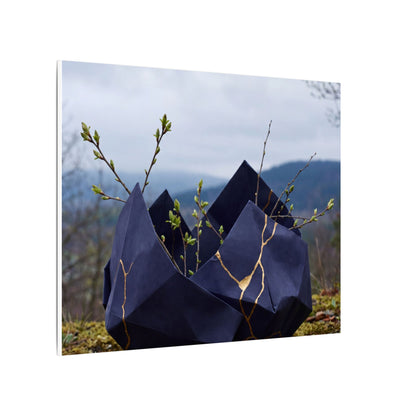 Paper Fold Canvas Art | Spring Kintsugi Gold Repair Art