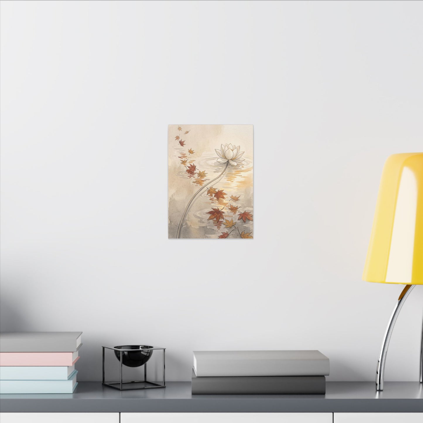 Lotus Flower Canvas Art | Autumn Japandi Minimal Line Art