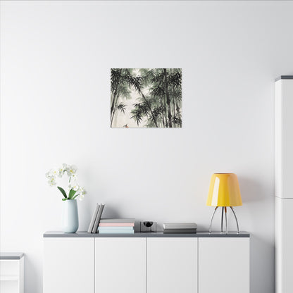 Zen Bamboo Grove in Overcast | Sumi E Canvas Art