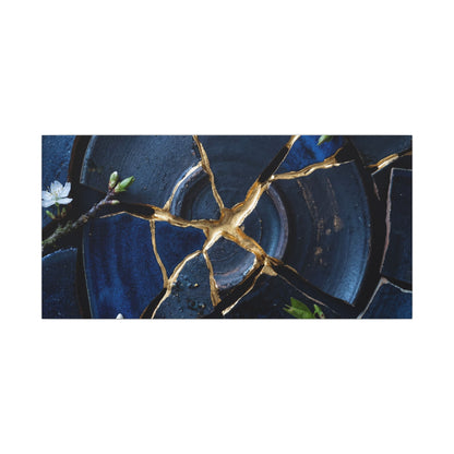 Moonlight Broken Pottery Canvas Art - Kintsugi Fukinsei