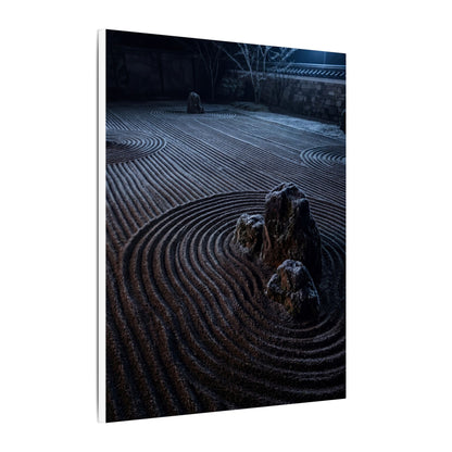 Moonlight Rock Garden Canvas Art - Dark Japandi Seijaku