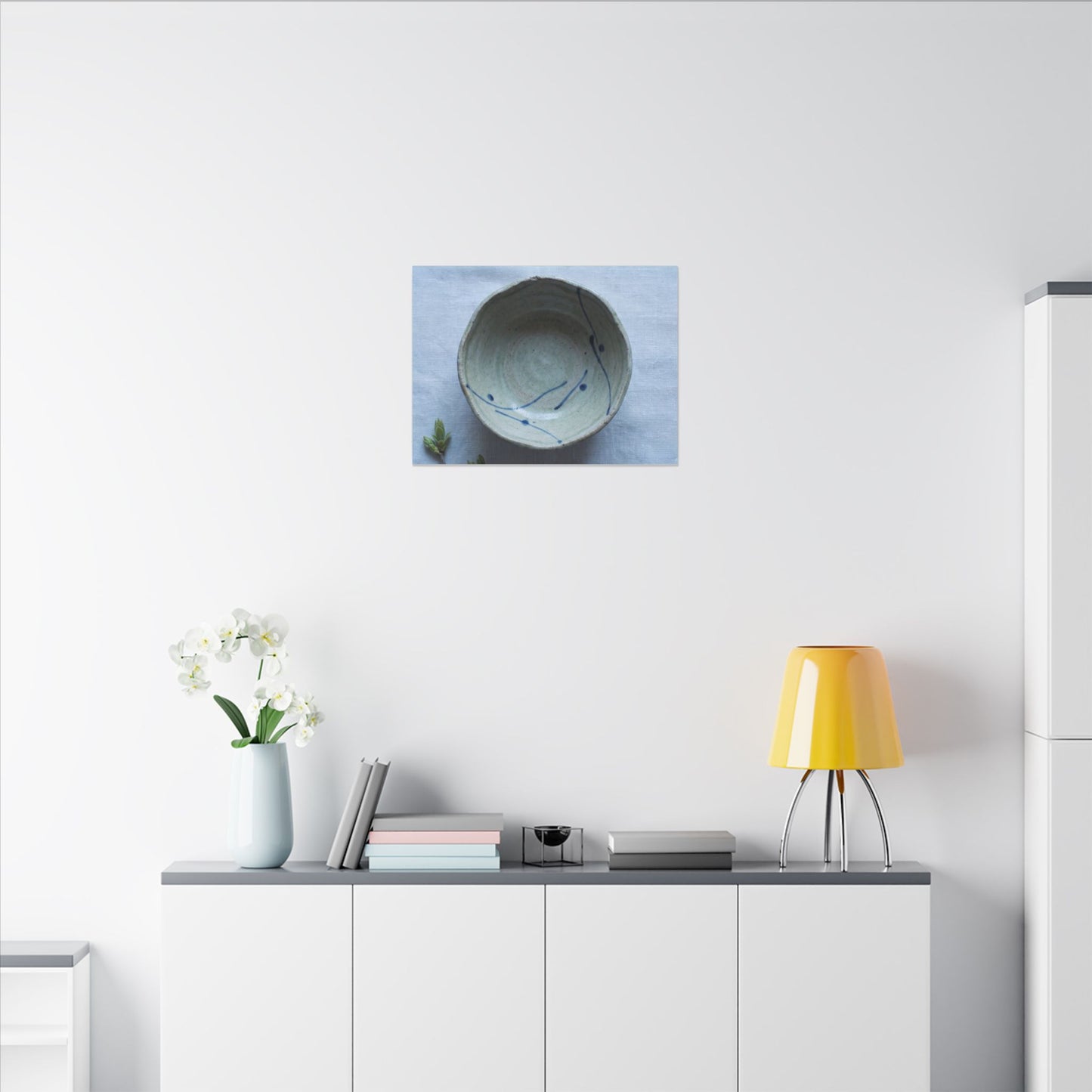 Spring Ceramic Bowl Minimal Line Canvas Art | Warm Decor