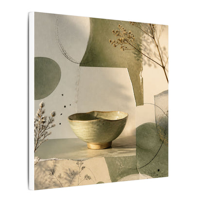 Warm Ceramic Bowl Canvas Art - Minimal Line Japandi