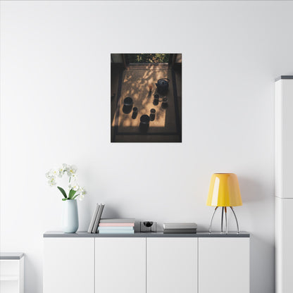 Shibui Tea Ceremony Canvas Art - Dark Japandi Shadow Zen