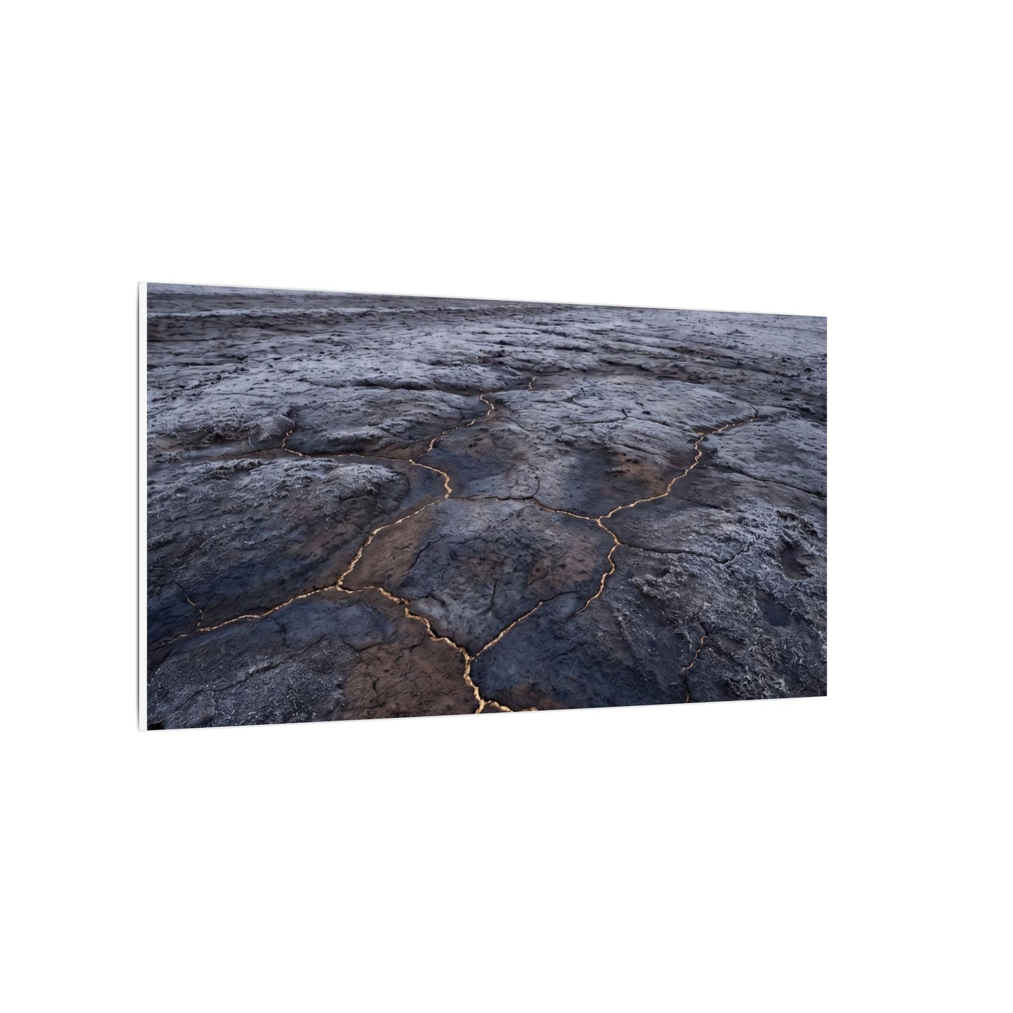 Dark Japandi Cracked Earth in Overcast | Dark Texture Canvas Art