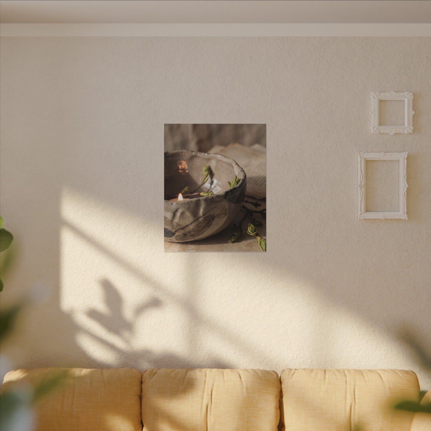 Candlelight Ceramic Bowl Canvas Art - Japandi Ma