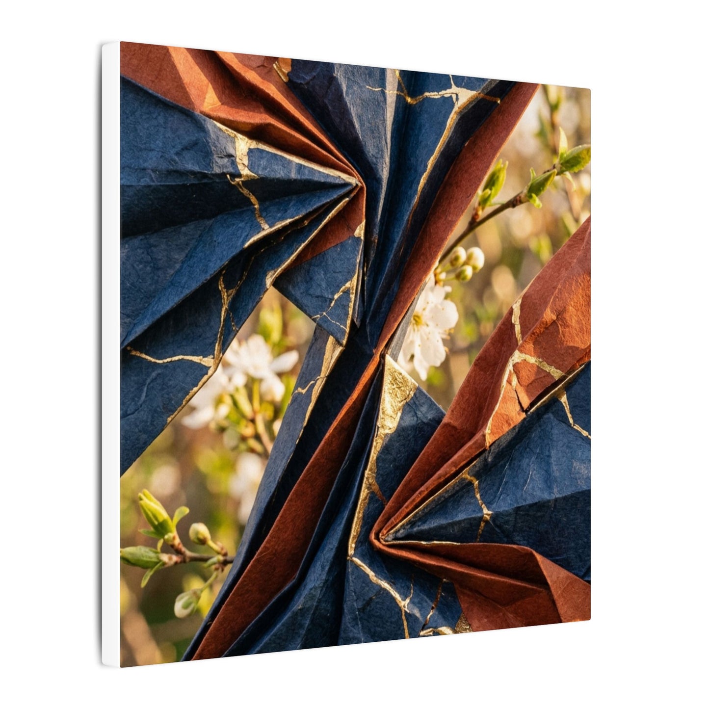 Kintsugi Paper Fold in Golden Hour | Crackle Gold Canvas Art