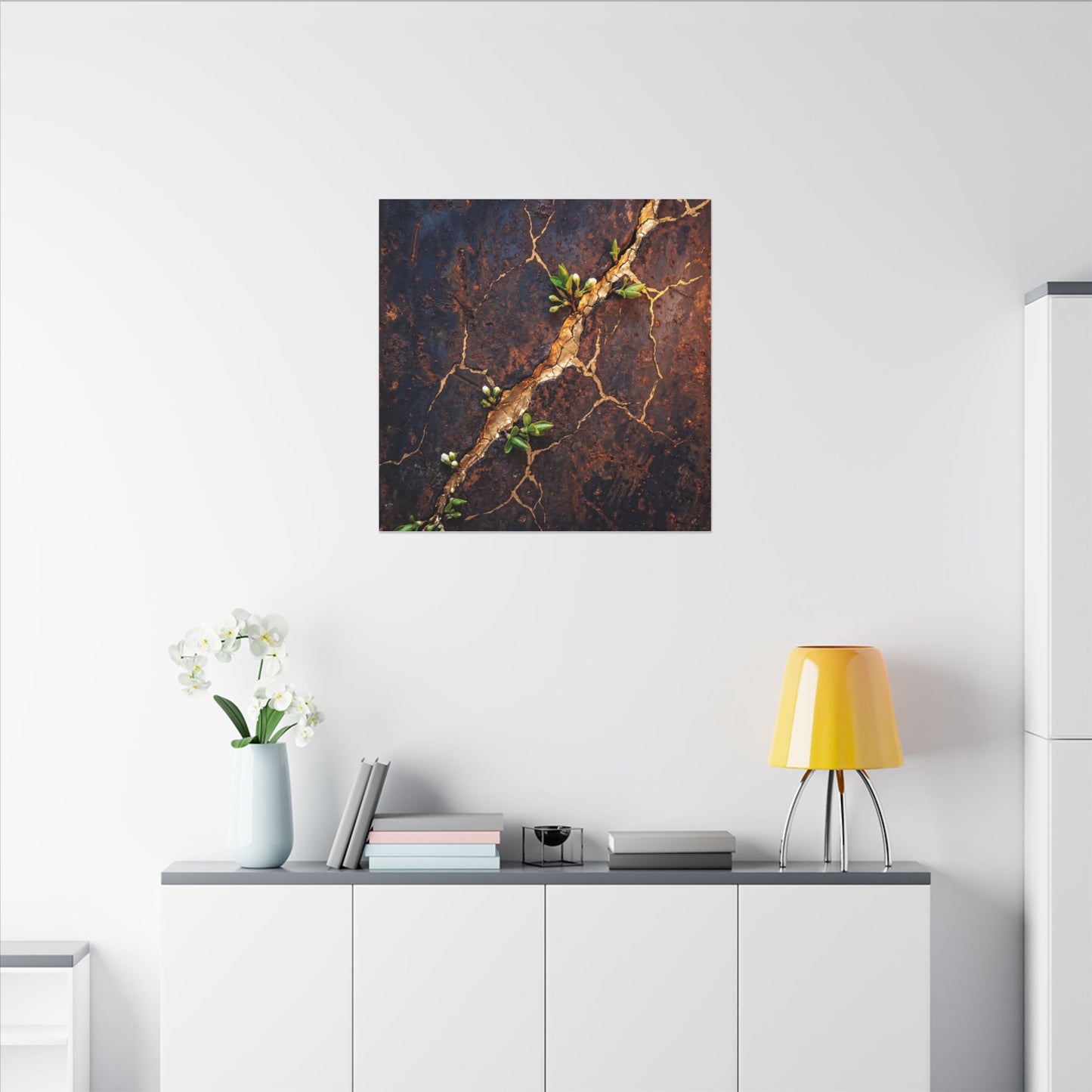Rust Patina Spring Canvas Art | Kintsugi Resilient Design