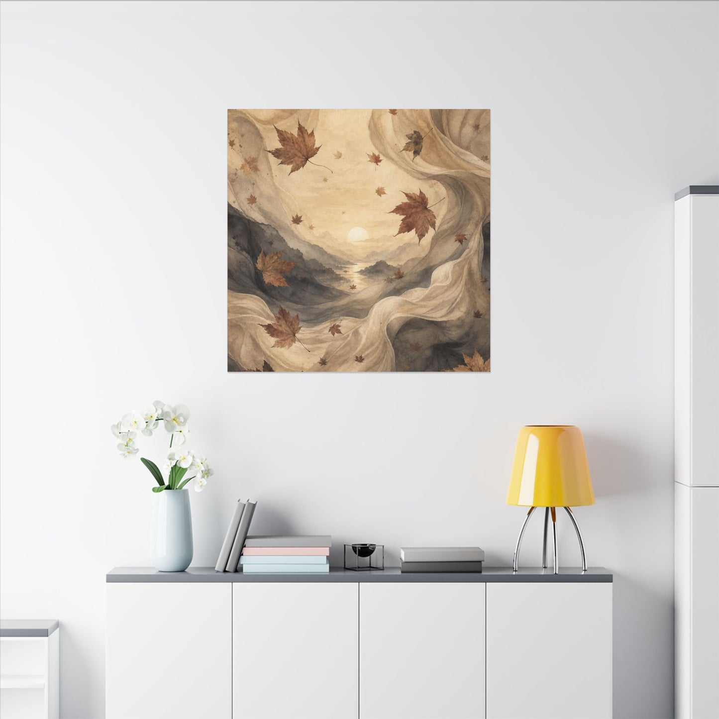Autumn Silk Drape Watercolor Canvas Art | Earthy Decor