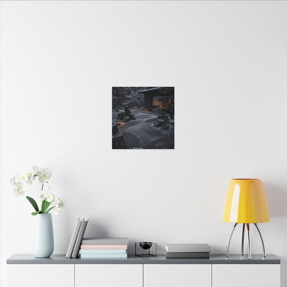 Candlelight Rock Garden Canvas Art - Dark Japandi Fukinsei