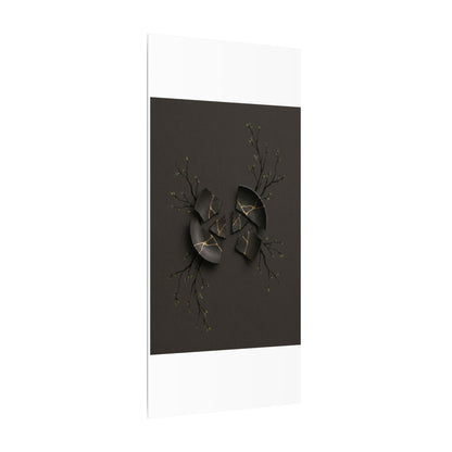 Sophisticated Broken Pottery Canvas Art - Charcoal Ink Dark Japandi