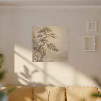 Winter Pine Tree Japanese Pattern Canvas Art | Elegant Decor