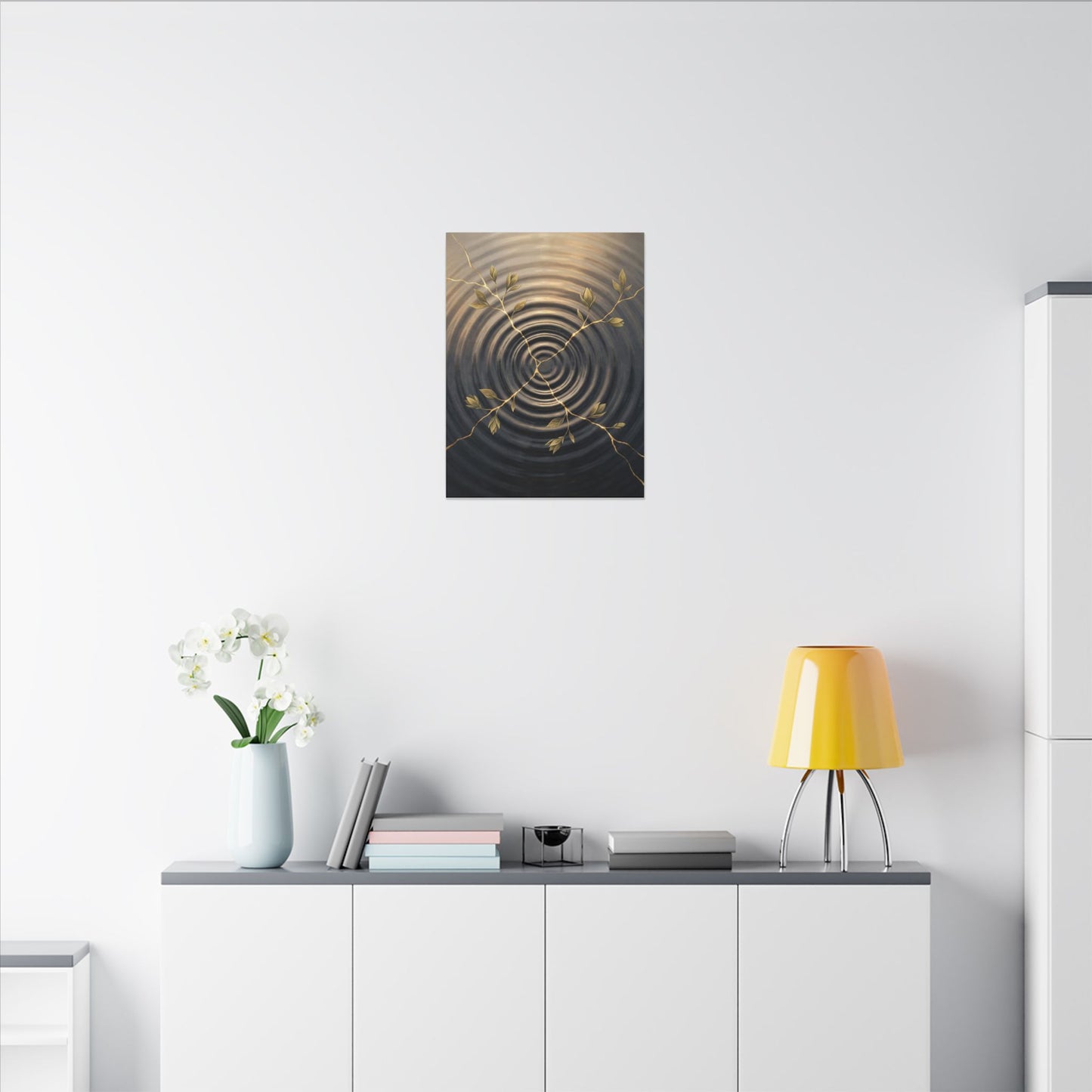 Kanso Water Ripple Canvas Art - Kintsugi Gold Vein