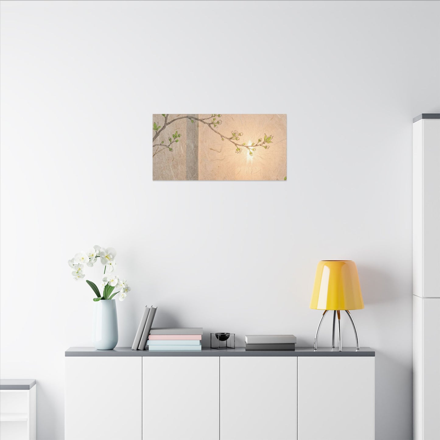 Shoji Screen Canvas Art | Spring Japandi Minimal Line Art
