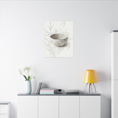 Neutral Ceramic Bowl Canvas Art - Minimal Line Japandi