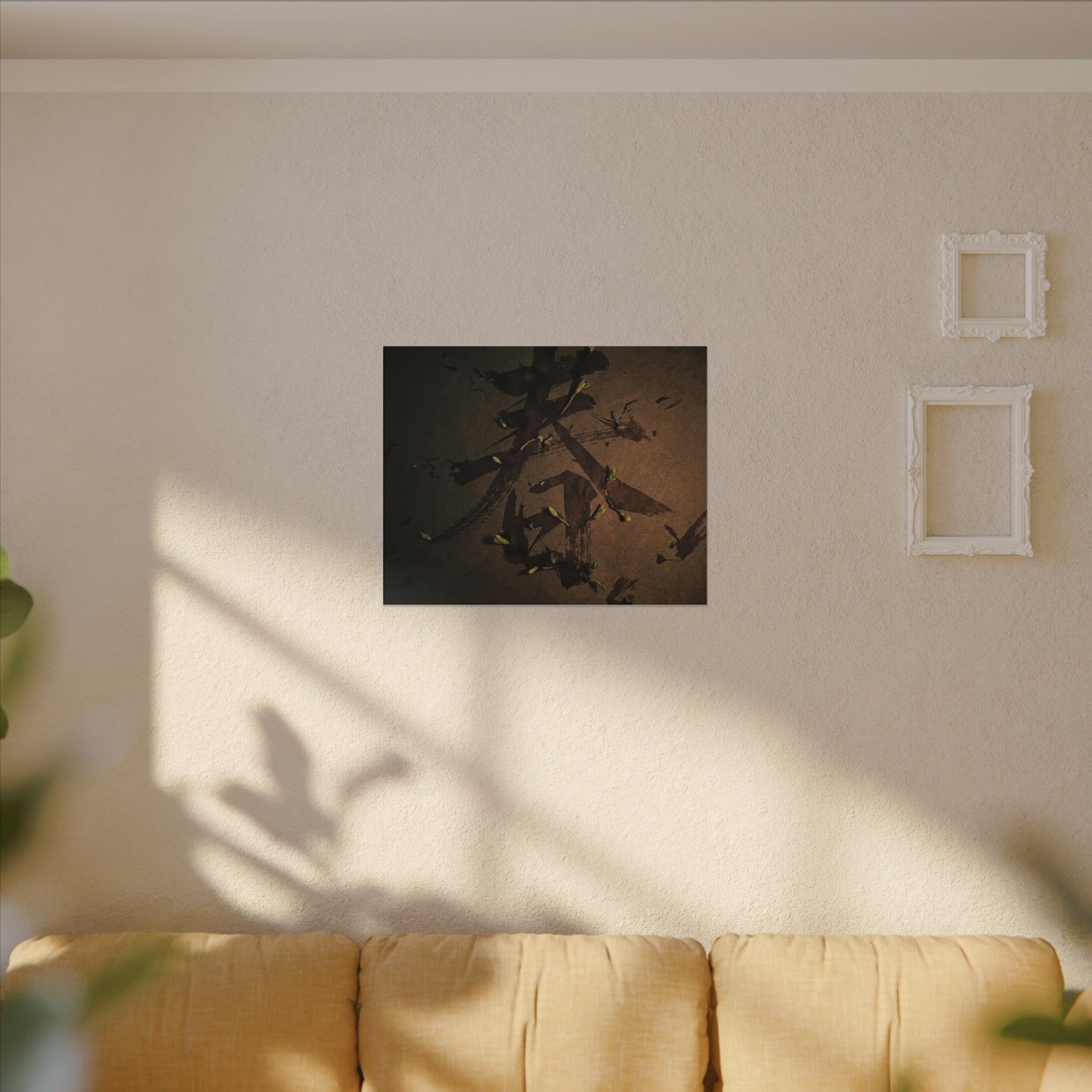 Calligraphy Shadow Zen Canvas Art | Bold Dark Japandi Art