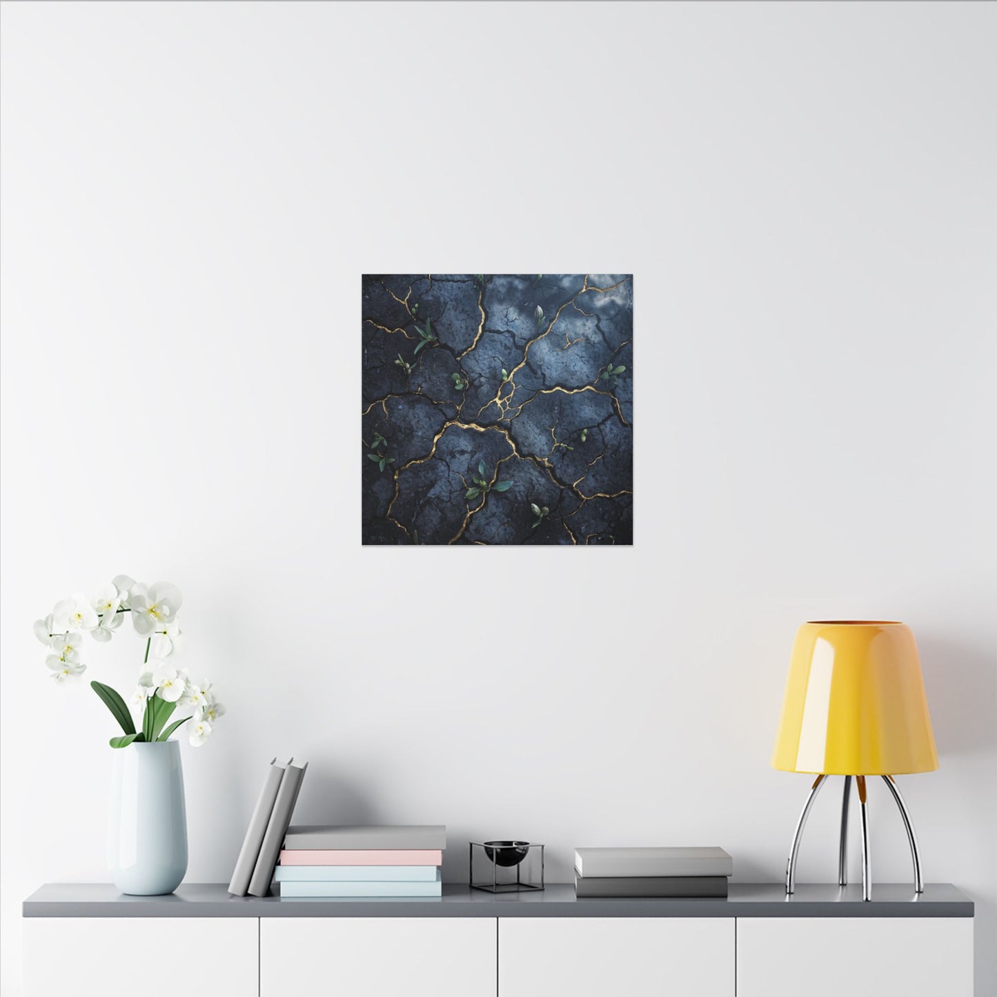 Cracked Earth Spring Canvas Art | Kintsugi Healing Design