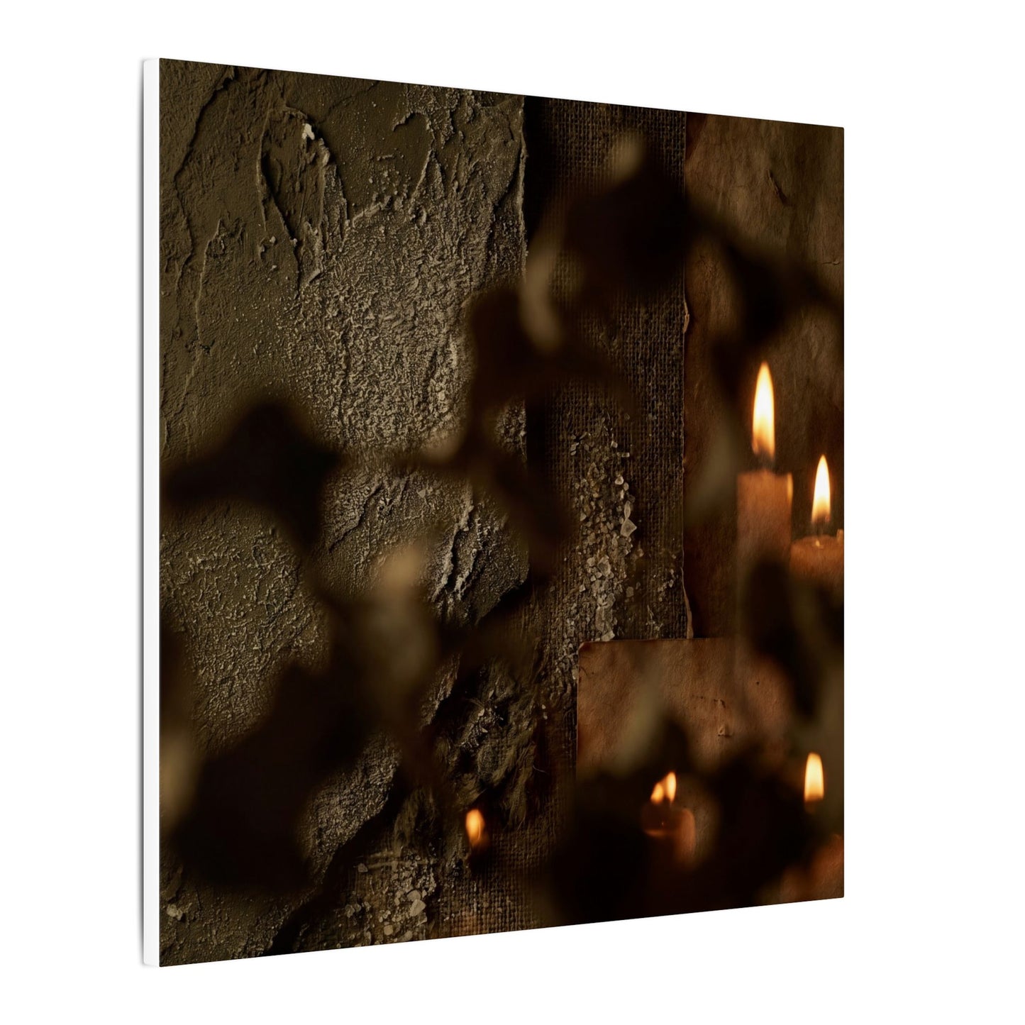 Shadow Play Dark Texture Canvas Art | Moody Dark Japandi Art