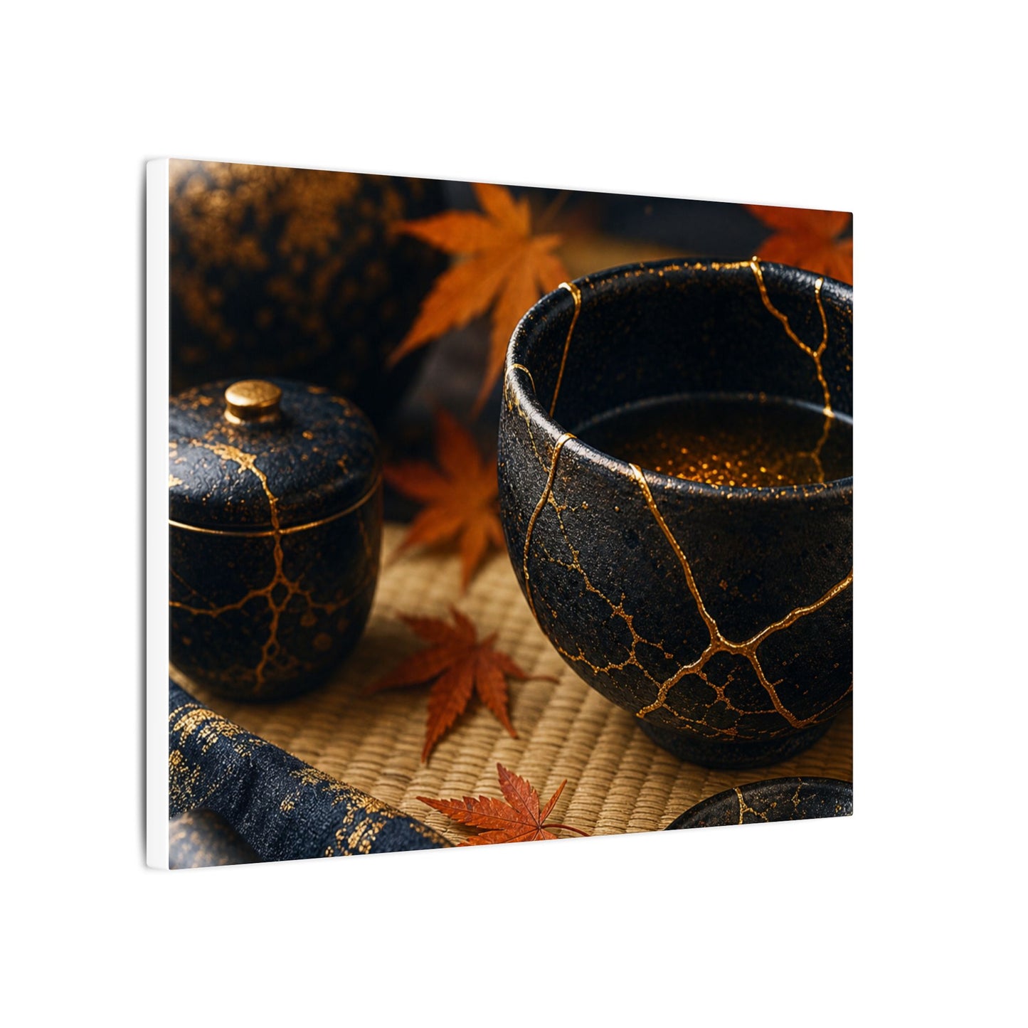 Seijaku Tea Ceremony Canvas Art - Kintsugi Gold Repair