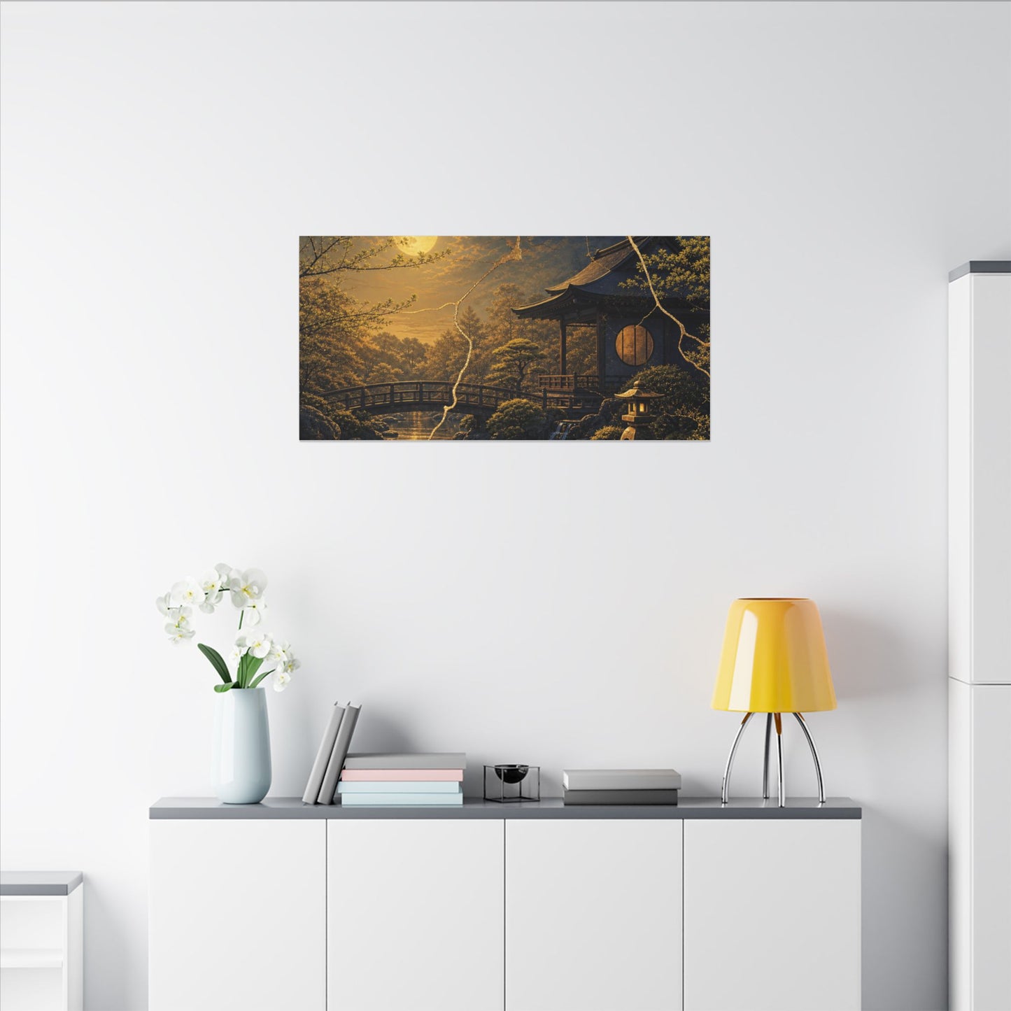 Spring Moonlit Garden Gold Vein Canvas Art | Resilient Decor