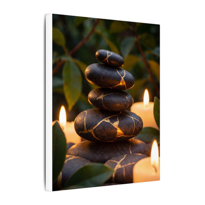 Summer River Stones Gold Vein Canvas Art | Philosophical Decor